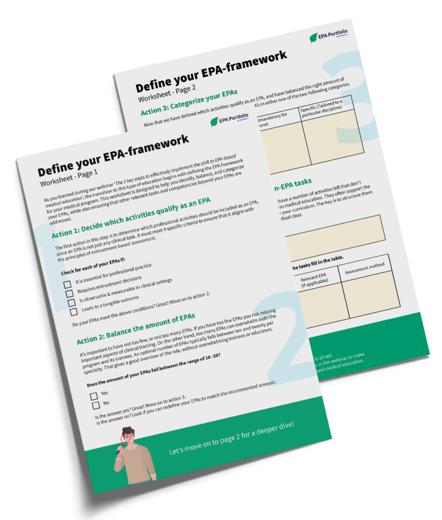 Mockup of a free downloadable document to define your EPA-framework.