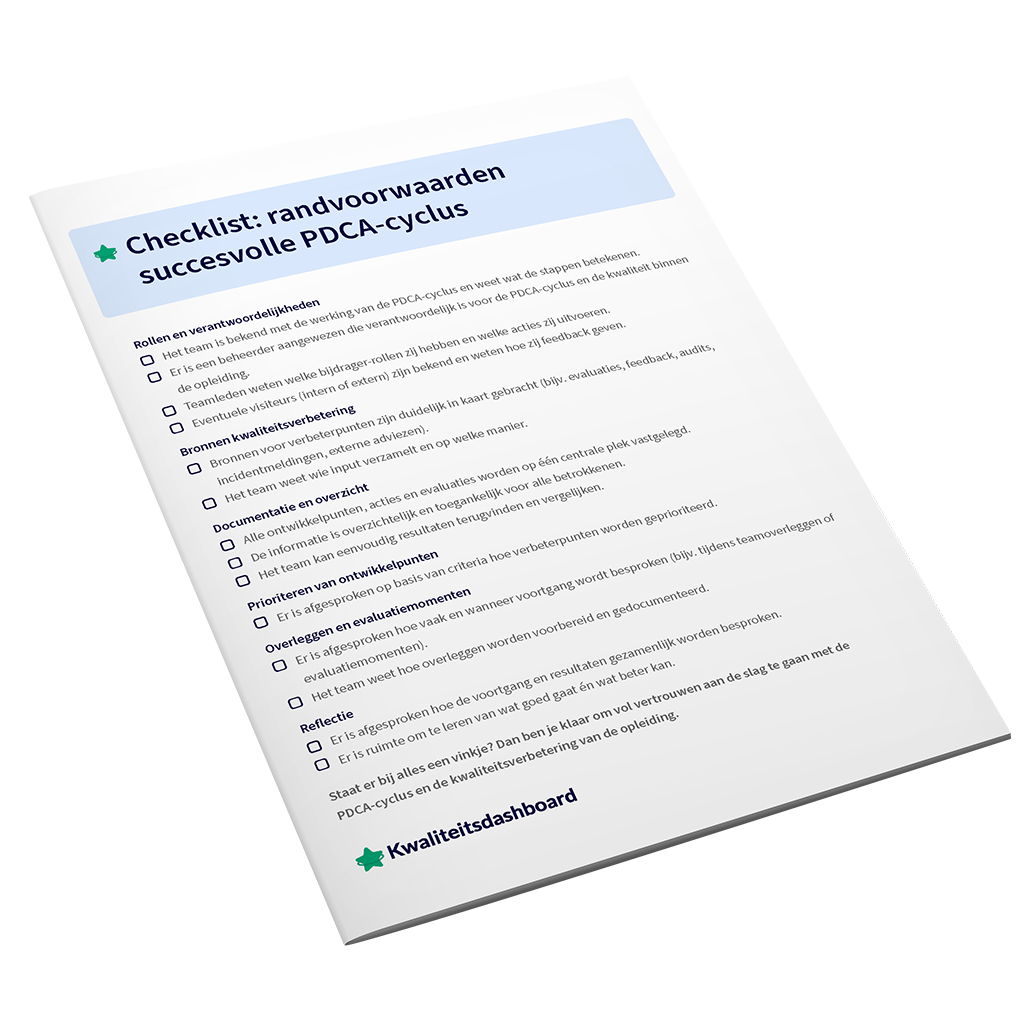 Mockup checklist randvoorwaarden voor succesvolle PDCA-cyclus